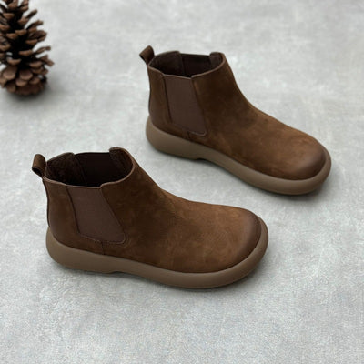 Babakud Women Vintage Minimalist Genuine Leather Chelsea Boots