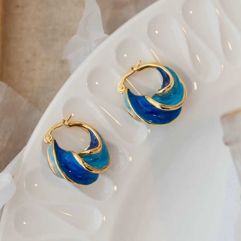 Babakud Women Retro Elegant Blue Earrings