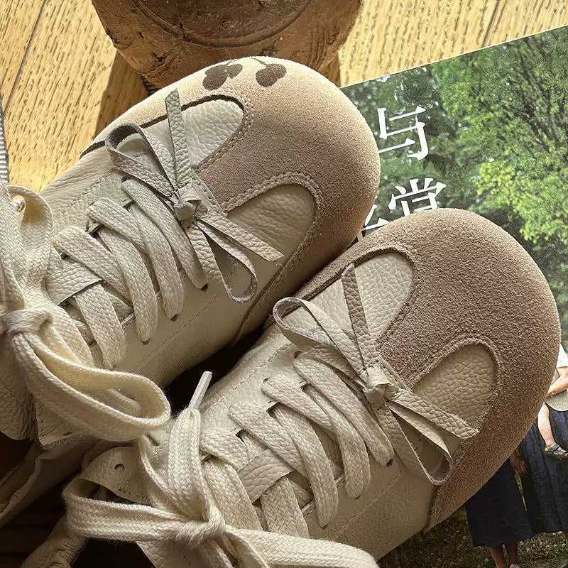 Women Leather Sueded Patchwork Sports Versatile Sneakers