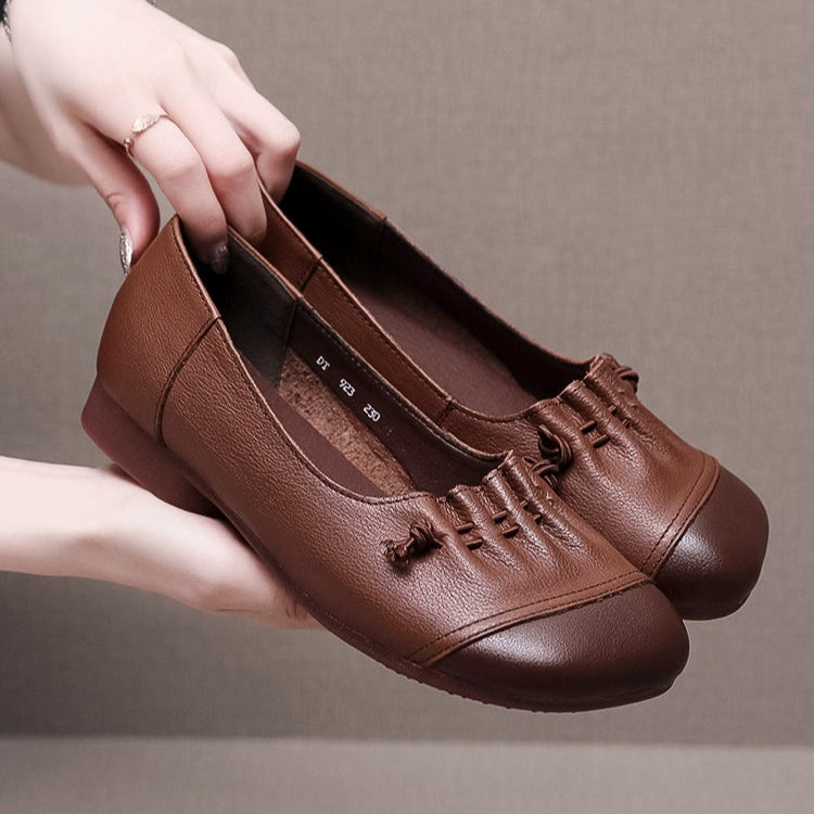 Babakud Women Spring Ethnic Style Handmade Genuine Leather Flat Shoes