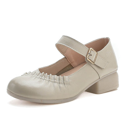 Babakud Retro Leather Soft Sole Round Closed Toe Sandals