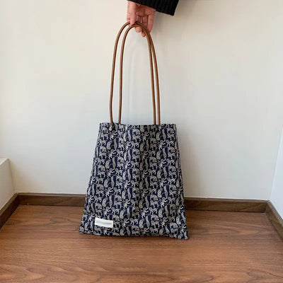 Retro Cheetah Fashionable Canvas Bag Single Shoulder Bag