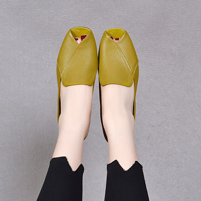 Summer Peep Toe Leather Mules for Women Closed Toe Flats