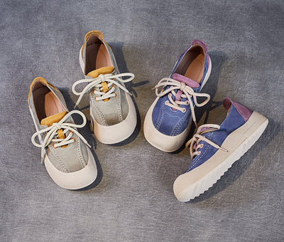 Stylish Soft Sole Color Block Lace-Up Casual Shoes for Women