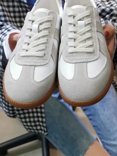 Babakud Women Casual Leather Sports Versatile Flat Sneakers