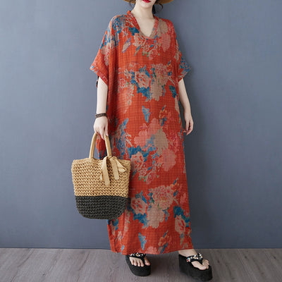 Women Spring Ethnic Cotton-Linen Printed Floral Long Maxi Dress