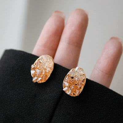 Women Elegant 925 Sliver Orange Diamond Versatile Earrings