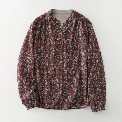 Women Spring Vintage Cotton-Linen Printed Floral Shirt