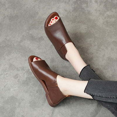 Babakud Genuine Leather Open Toe Flat Soft Sole Sandals