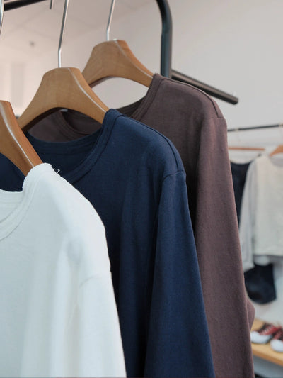 Babakud Retro Cotton Round Neck Scalloped Edge Tops