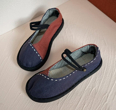 Comfortable Contrast Color Flat Cloth Casual Shoes for Women
