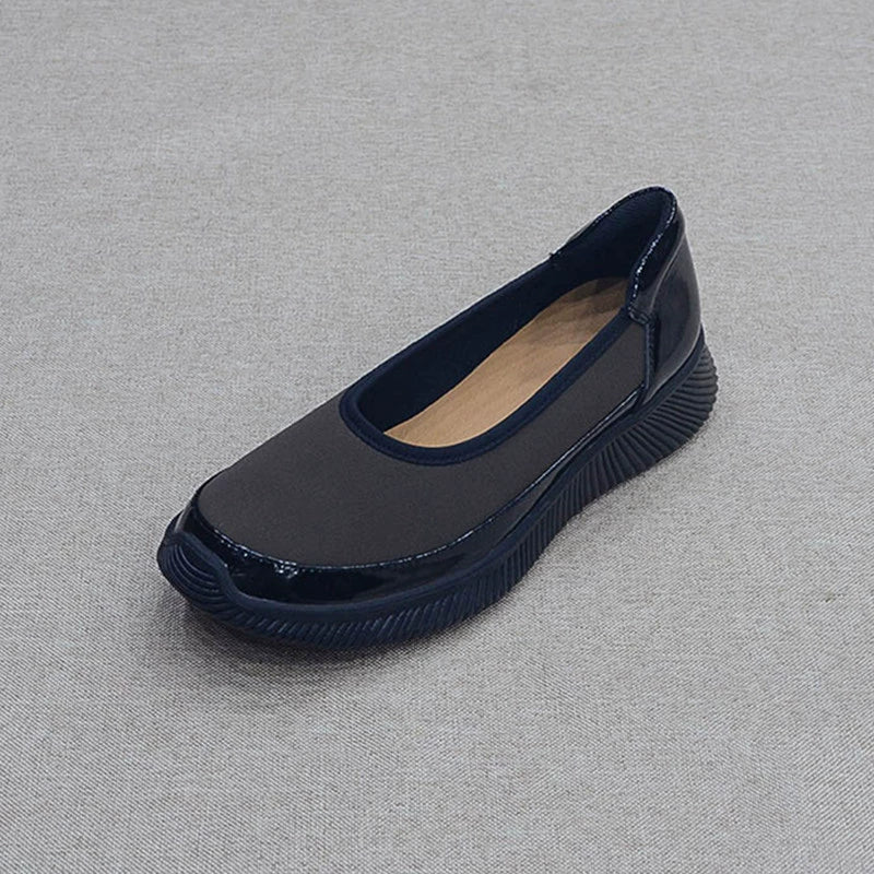 Women Casual Leather Cotton Patchwork Soft Slip-On Shoes