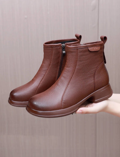 Women Classical Autumn Leather No-Slip Soft Sole Boots