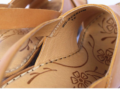 Babakud Summer Retro Leather Chunky Open Tor Sandals