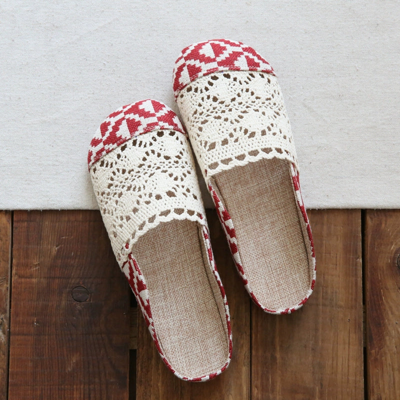 Retro Cotton Linen Casual Closed Toe Lace Soft Sole Shoes