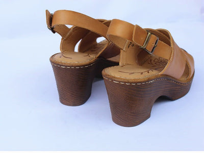 Babakud Summer Retro Leather Chunky Open Tor Sandals