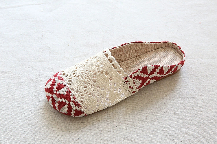 Retro Cotton Linen Casual Closed Toe Lace Soft Sole Shoes