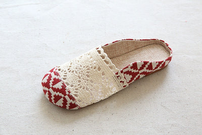 Retro Cotton Linen Casual Closed Toe Lace Soft Sole Shoes