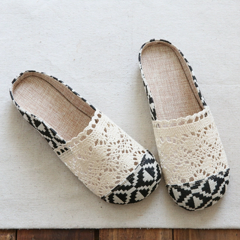 Retro Cotton Linen Casual Closed Toe Lace Soft Sole Shoes