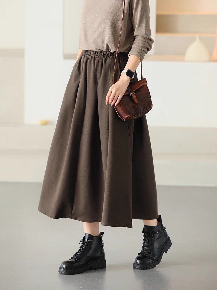 Autumn Casual Solid Minimalist Cotton Skirt