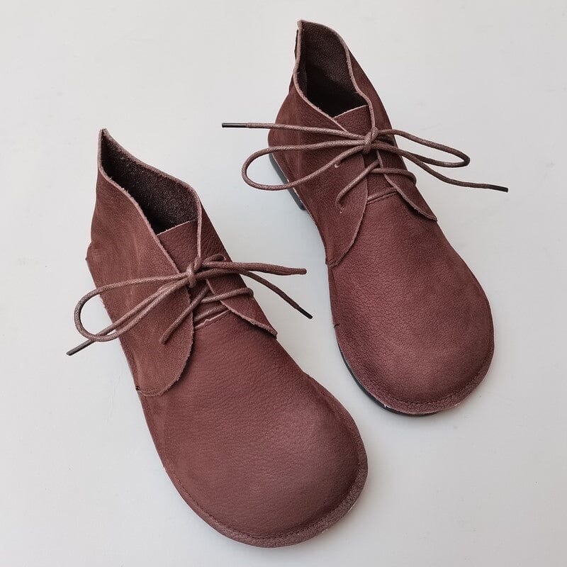 Autumn Minimalist Retro Leather Flat Ankle Boots