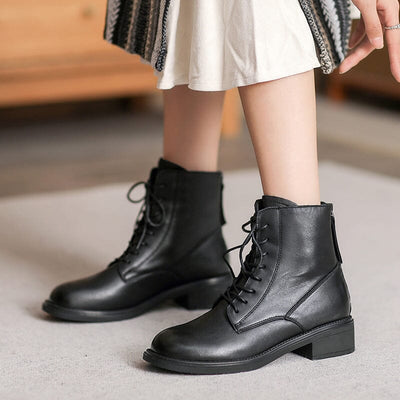 Autumn Minimalist Retro Soft Leather Boots