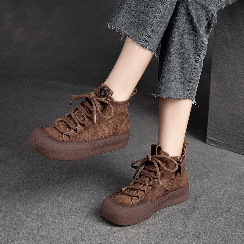 Autumn Retro Casual Leather Flat Ankle Boots