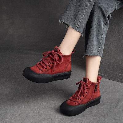 Autumn Retro Casual Leather Flat Ankle Boots