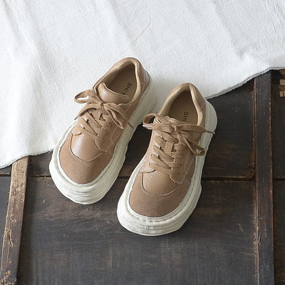 Autumn Retro Leather Thick Soled Casual Shoes