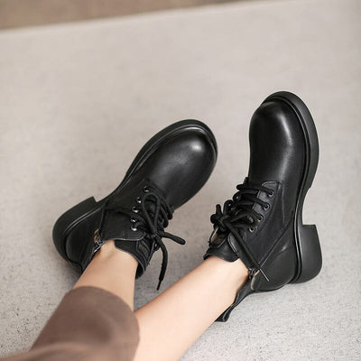 Autumn Retro Minimalist Leather Ankle Boots Oct 2023 New Arrival 