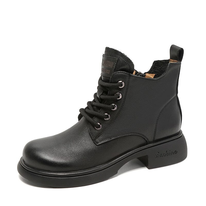 Autumn Retro Minimalist Leather Ankle Boots Oct 2023 New Arrival Black 35 