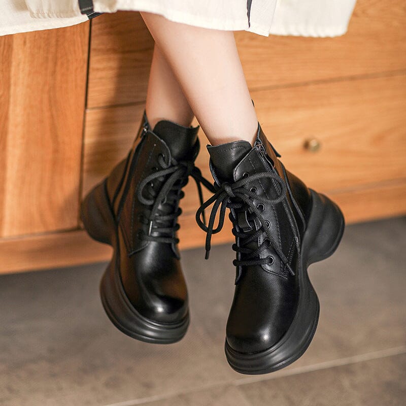 Autumn Retro Minimalist Soft Leather Boots