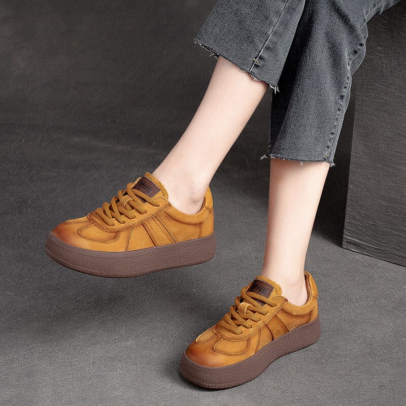 Autumn Retro Patchwork Flat Thick Soled Casual Shoes