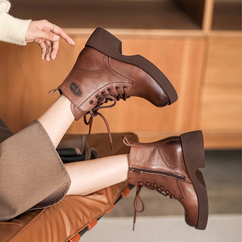 Autumn Retro Patchwork Leather Casual Boots