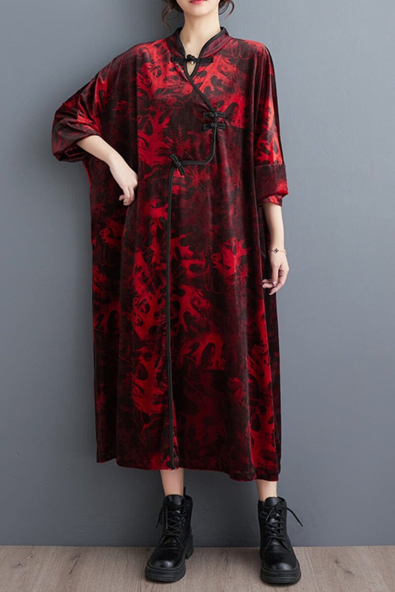 Autumn Retro Print Loose Casual Dress