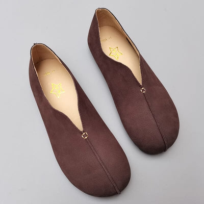 Autumn Retro Solid Leather Soft Flat Casual Shoes