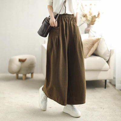 Autumn Spring Loose Cotton Solid Casual Pants