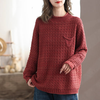 Autumn Winter Casual Knitted Loose Cardigan Nov 2023 New Arrival One Size Red 