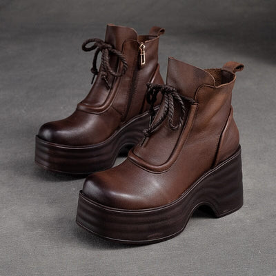 Autumn Winter Chunky Platform Casual Boots Dec 2023 New Arrival Brown 34 