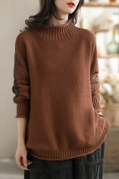 Autumn Winter Color Matching Knitted Cardigan