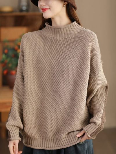 Autumn Winter Cotton Knitted Color Matching Cardigan