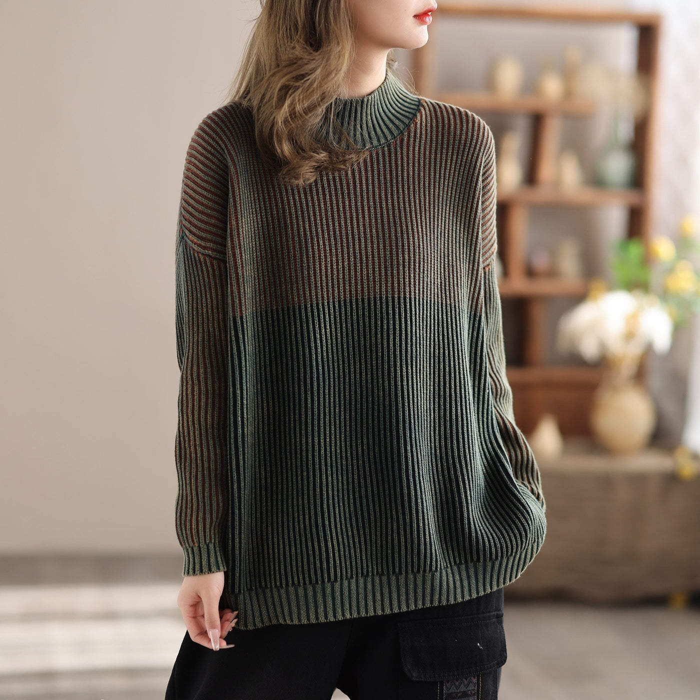 Autumn Winter Fashion Cotton Knitted Cardigan Nov 2023 New Arrival One Size Green 