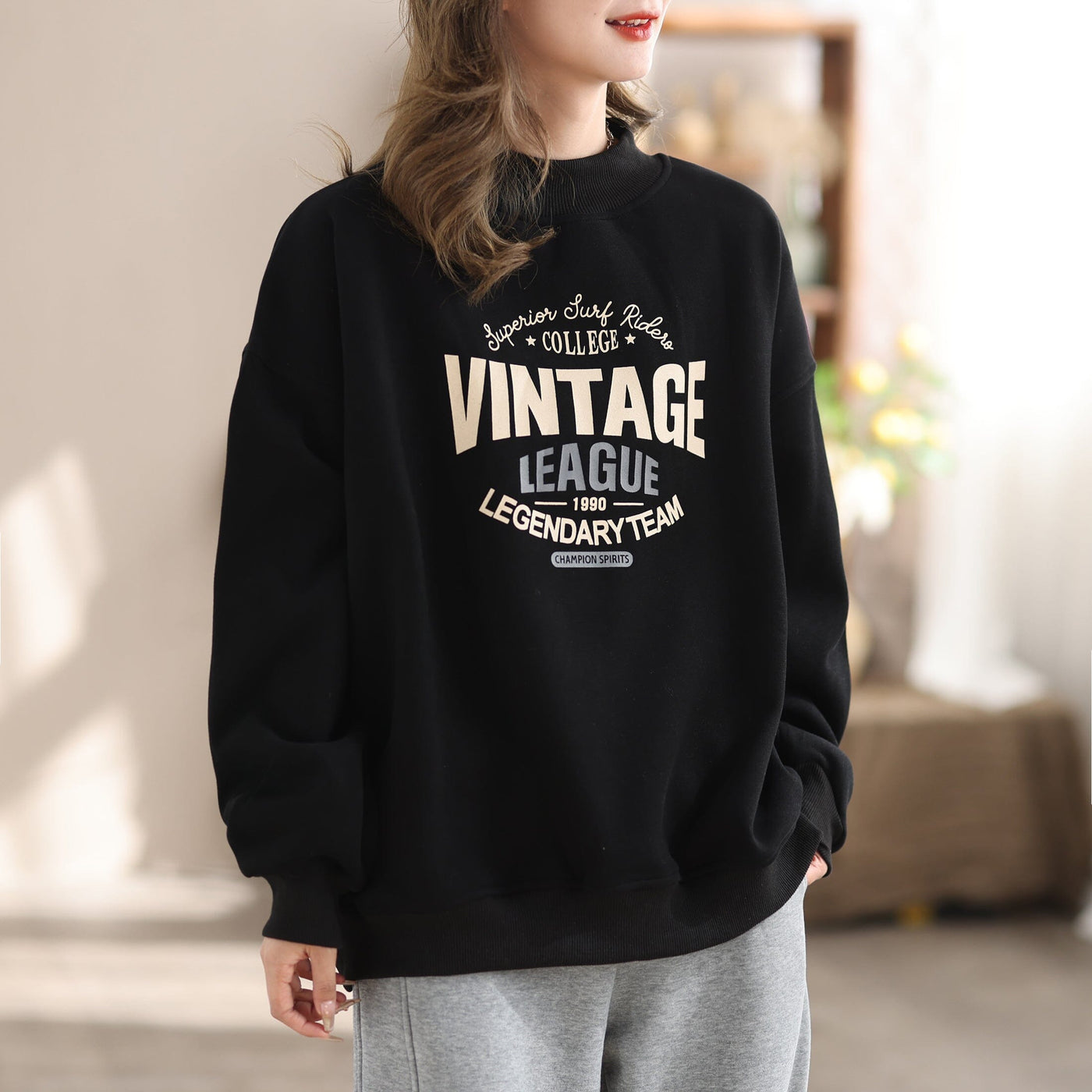Autumn Winter Furred Stylish Casual Loose Sweater Nov 2023 New Arrival One Size Black 