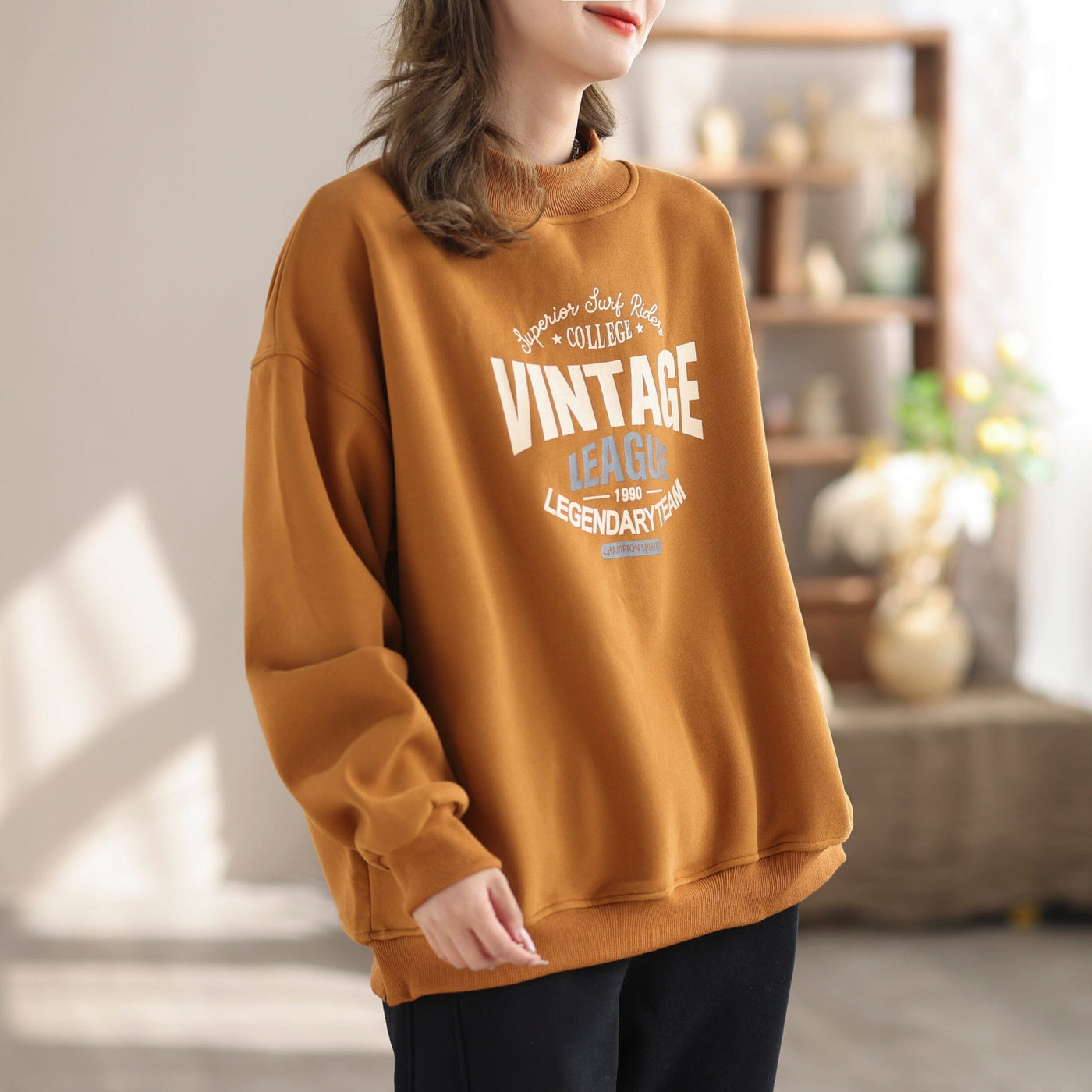 Autumn Winter Furred Stylish Casual Loose Sweater Nov 2023 New Arrival One Size Yellow 