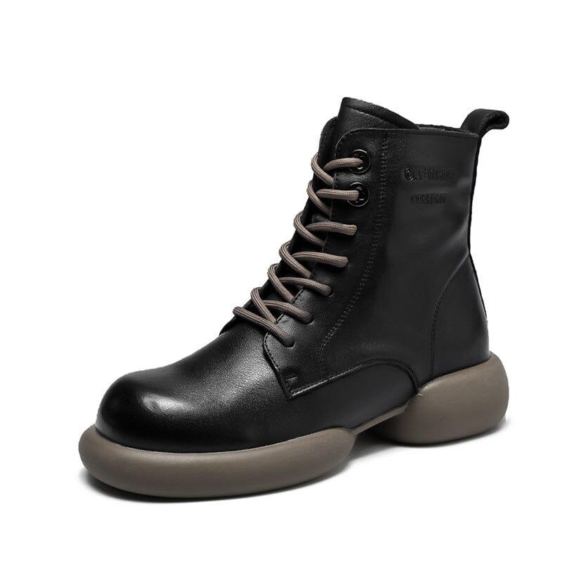 Autumn Winter Leather Minimalist Boots Nov 2023 New Arrival Black 35 