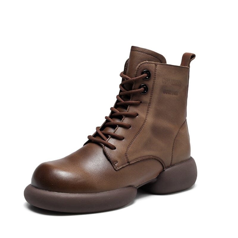 Autumn Winter Leather Minimalist Boots Nov 2023 New Arrival Brown 35 