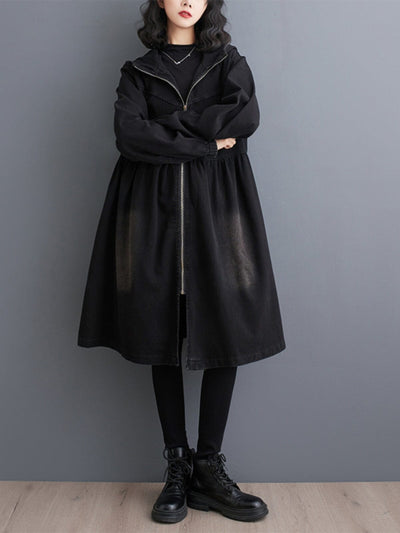 Autumn Winter Minimalist Fashion Denim Overcoat
