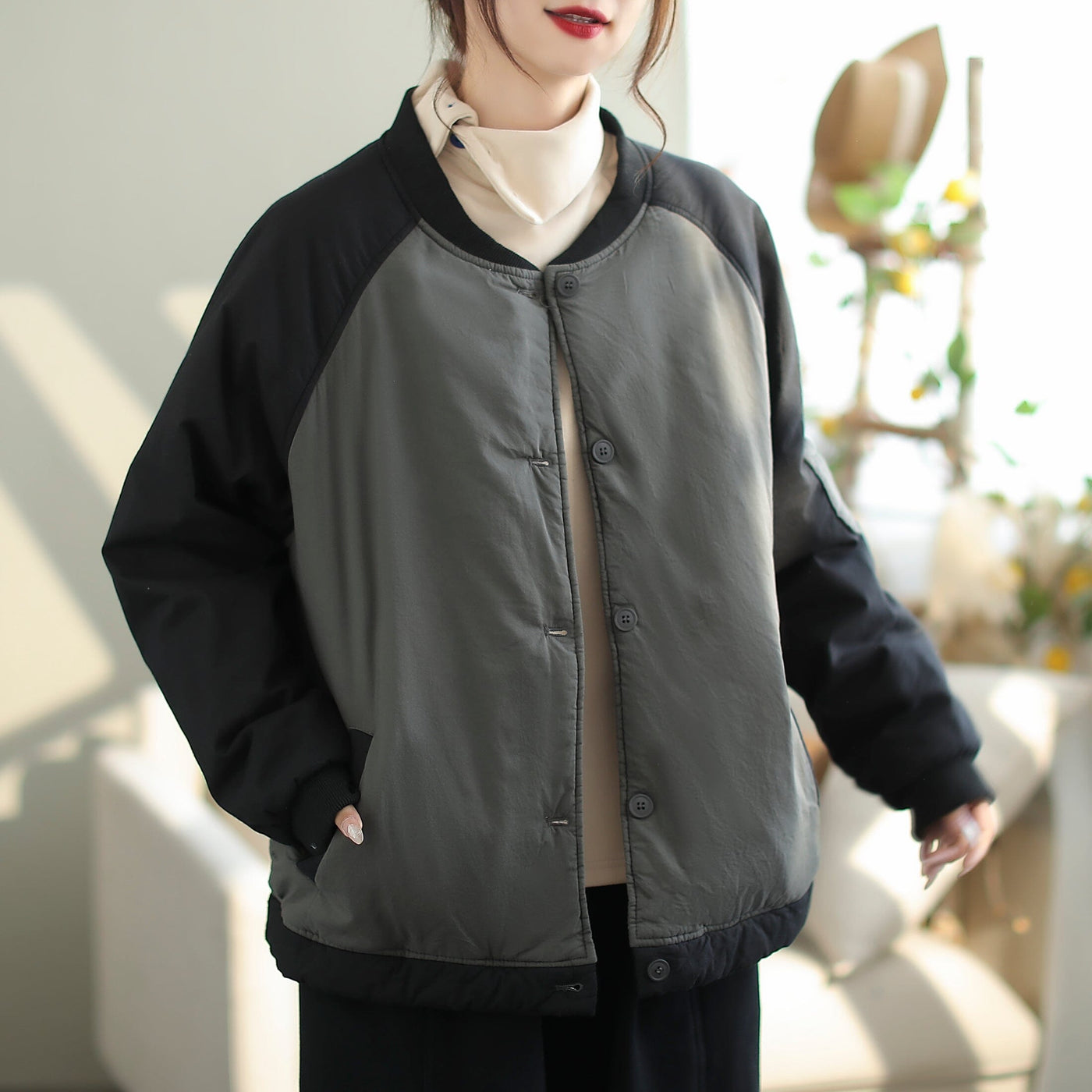Autumn Winter Retro Casual Loose Quilted Jacket
