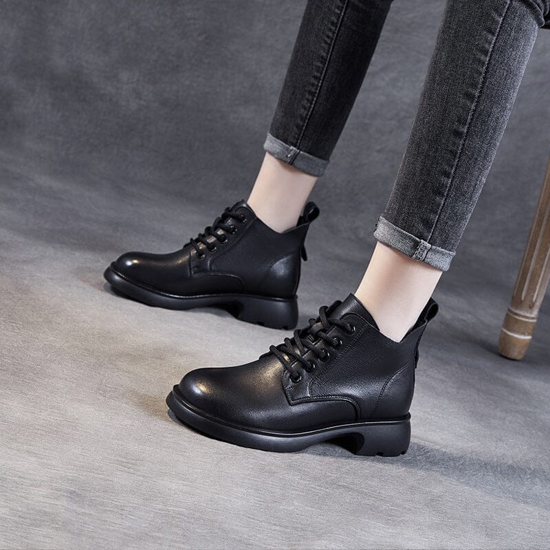 Autumn Winter Retro Leather Casual Ankle Boots
