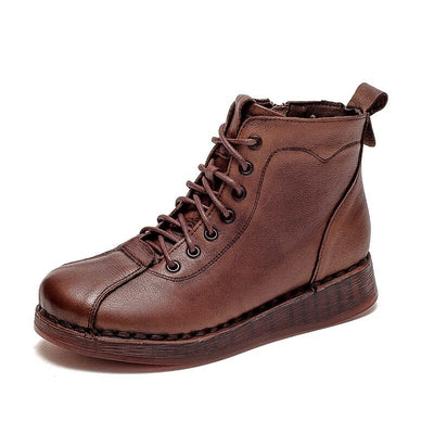 Autumn Winter Retro Leather Casual Flat Boots